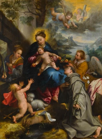 Mergelė ir kūdikėlis su šventaisiais. Denys Calvaert, 1592.