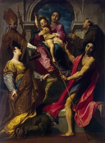 Madona ir vaikelis su šventaisiais. Gregorio Pagani, 1592.