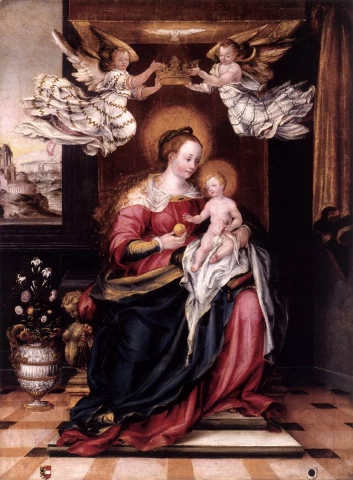 Mergelė ir kūdikėlis. Kaspar The Elder Memberger, 1589.