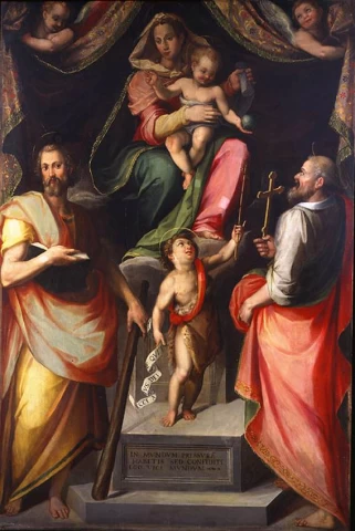 Madona ir kūdikėlis soste su šventaisiais. Giovanni Maria Butteri, 1586.