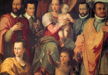 Mergelė ir kūdikėlis su šv. Ona ir Medičių šeimos nariais kaip šventaisiais. Giovanni Maria Butteri, 1575.