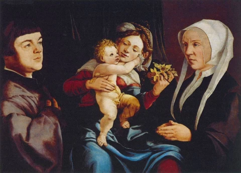 Madona su narcizais, vaikeliu ir donorais. Jan van Scorel, apie 1535.