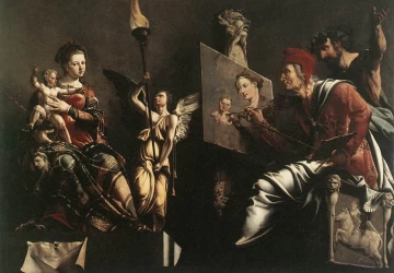 Šv. Lukas piešia Mergelę ir kūdikėlį. Maerten van Heemskerck, 1532.