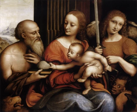 Madona ir kūdikėlis su šv. Jeronimu ir arkangelu Mykolu. Giampietrino, 1530.