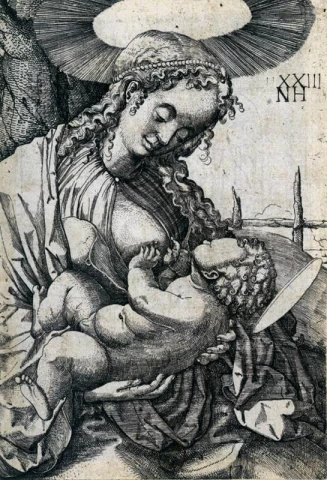 Mergelė ir kūdikėlis. Nicolaas Hogenberg, 1523.