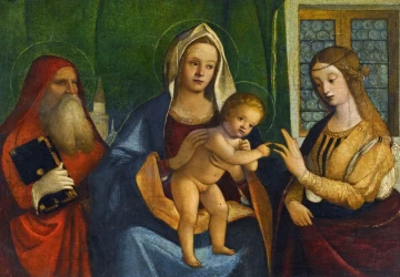Madona ir kūdikėlis su šv. Jeronimu ir šv. Kotryna. Giovanni Buonconsiglio, 1521-25.