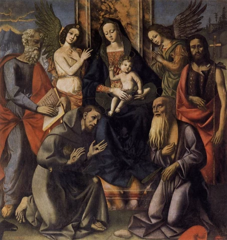 Mergelė ir kūdikėlis su keturiais šventaisiais. Nežinomas italų meistras, apie 1520.