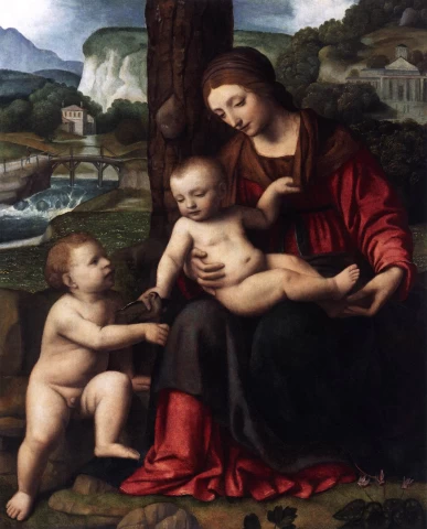 Madona su vaikeliu ir jaunu šv. Jonu Krikštytoju. Bernardino Luini, apie 1515.