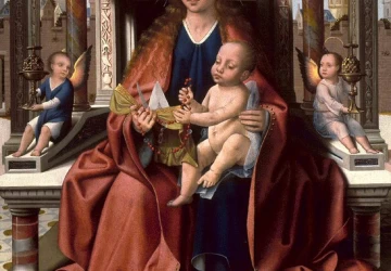 Mergelė ir kūdikėlis soste. Of Frankfurt Master, 1515-20.