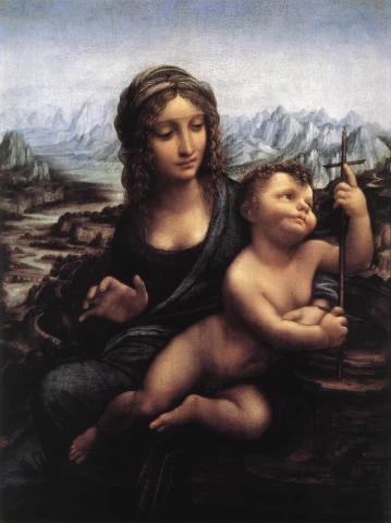 Madona su verpste. Leonardo da Vinci, po 1510.