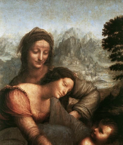 Mergelė ir kūdikėlis su šv. Ona (detalė). Leonardo da Vinci, apie 1510.