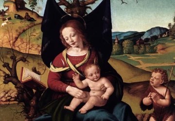 Madona su vaikeliu ir jaunu šv. Jonu Krikštytoju. Piero di Cosimo, 1505-10.