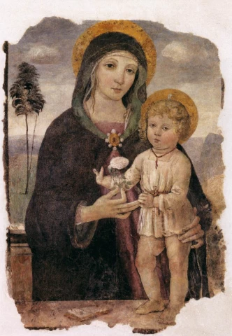 Mergelė ir kūdikėlis. Bartolomeo Caporali, apie 1490.