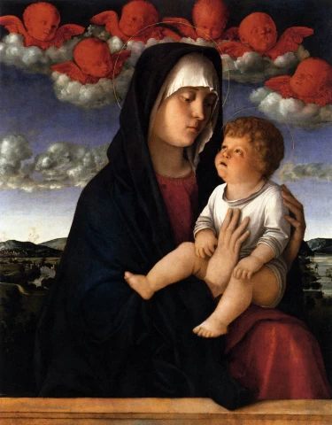 Raudonųjų kerubinų Madona. Giovanni Bellini, apie 1485.