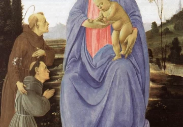 Madona su vaikeliu, šv. Antanu Paduviečiu ir vienuoliu. Filippino Lippi, prieš 1480.