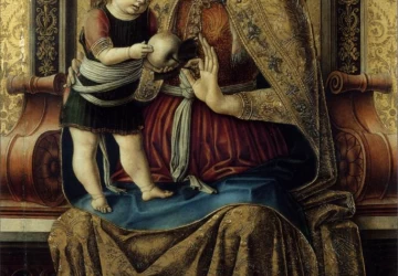 Mergelė ir kūdikėlis soste. Carlo Crivelli, apie 1476.