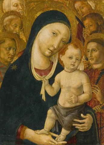Madona ir kūdikėlis su šešiais šventaisiais. Matteo di Giovanni, 1470.