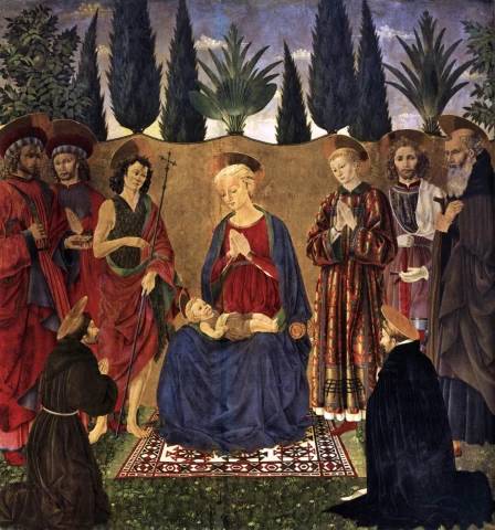 Madona ir kūdikėlis su šventaisiais. Alessio Baldovinetti, apie 1454.