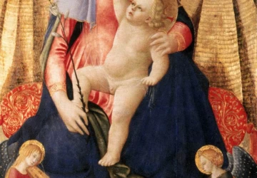 Nuolankumo madona su dviem muzikuojančiais angelais. Zanobi Strozzi, 1448-50.