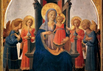 Madona ir kūdikėlis soste su angelais. Zanobi Strozzi, apie 1434.