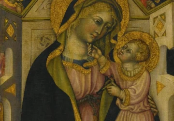 Madona ir kūdikėlis soste su garbinančiais angelais. Priamo della Quercia, apie 1430.