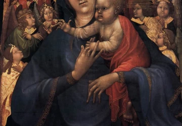 Mergelė ir kūdikėlis su angelais. Jean Malouel, apie 1410.