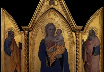 Madona ir kūdikėlis su šv. Petru ir šv. Jonu evangelistu. Nardo di Cione, apie 1360.