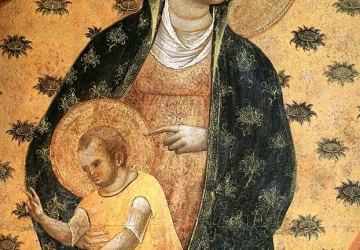 Dodžas Frančeskas Dandolo ir jo žmona pristatomi Madonai (detalė). Veneziano Paolo, 1339.