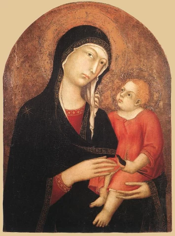 Madona ir kūdikėlis (iš Castiglione d&apos;Orcia). Martini Simone, 1320-25.