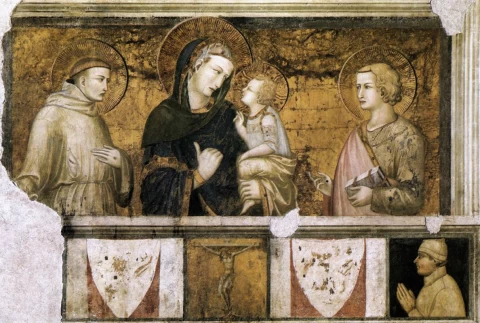 Madona su šv. Pranciškumi ir šv. Jonu evangelistu. Pietro Lorenzetti, apie 1320.