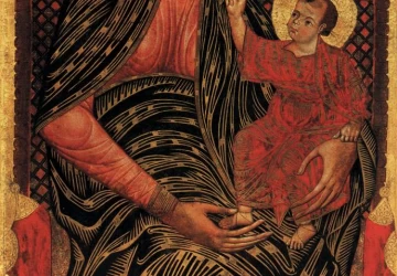 Mergelė ir kūdikėlis soste su dviem angelais. Of Magdalen Master, 1270.