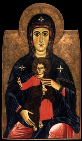 Mergelė ir kūdikėlis soste. Of Bigallo Master, apie 1225.
