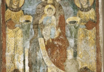 Mergelė ir kūdikėlis su šv. Pudencijana ir šv. Praksedu. Painter Italian Romanesque, apie 1080.