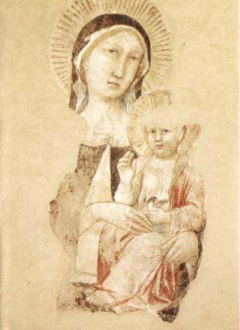 Madona su kūdikėliu (fragmentas). Agnolo Gaddi.