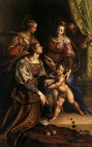 Mergelė ir kūdikėlis su šventaisiais. Antonio Campi.