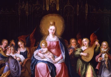 Mergelė ir kūdikėlis soste. Cornelis de Baellieur.