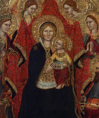 Madona soste su angelais ir šventaisiais (detalė). Gregorio di Cecco.