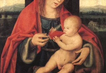 Mergelė ir kūdikėlis. Joos van Cleve.