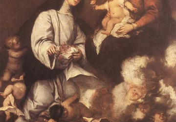 Šv. Rožė Limietė prieš Madoną. José Antolinez.