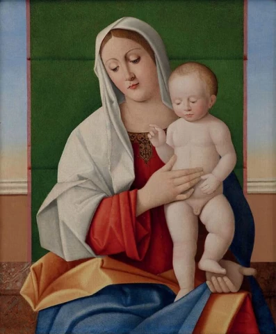 Mergelė ir kūdikėlis. Marco Bello.