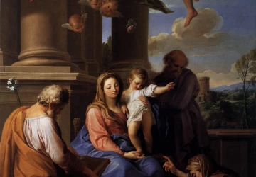 Mergelė ir kūdikėlis su šventaisiais. Pompeo Batoni.