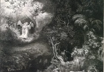 Angelų pasirodymas piemenėliams. Rembrandt Harmenszoon van Rijn, 1634.