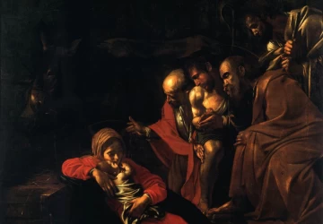 Piemenėlių pagarbinimas. Caravaggio, 1609.