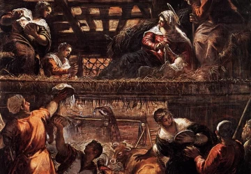 Piemenėlių pagarbinimas. Tintoretto, 1578-81.