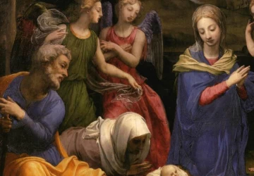 Piemenėlių pagarbinimas (detalė). Agnolo Bronzino, 1539-40.