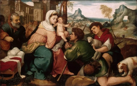 Piemenėlių pagarbinimas. Veronese Bonifacio, 1523-25.