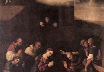 Piemenėlių pagarbinimas. Ludovico Mazzolino, 1520-24.