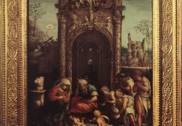 Piemenėlių pagarbinimas. Amico Aspertini, 1515.