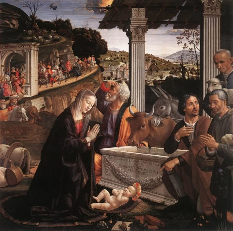 Piemenėlių pagarbinimas. Domenico Ghirlandaio, 1483-85.