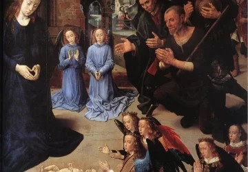 Piemenėlių pagarbinimas (detalė). Hugo van der Goes, 1476-79.